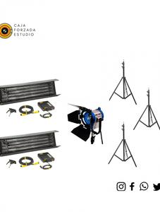 Estudio 2 Video combo+ Dos Kinoflo 120×4 + Fresnel HMI CDM 150w