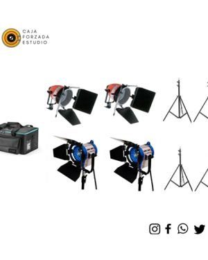kit x 2 luz open face 800w tungsteno + 2 Fresnel 1000w Alquiler