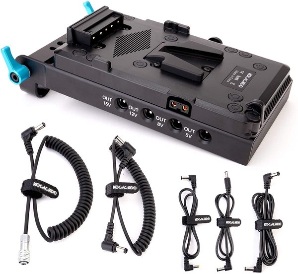 ADAPTADOR PARA BATERIA TIPO V (V-MOUNT) CON DIVISOR DE MULTIPLES SALIDAS