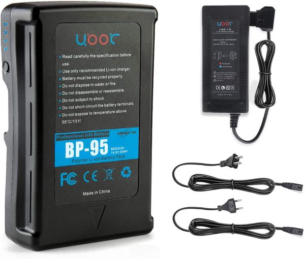 Batería de montaje en V de 95 Wh(6600 mAh) con cargador de salida D-tap y cable